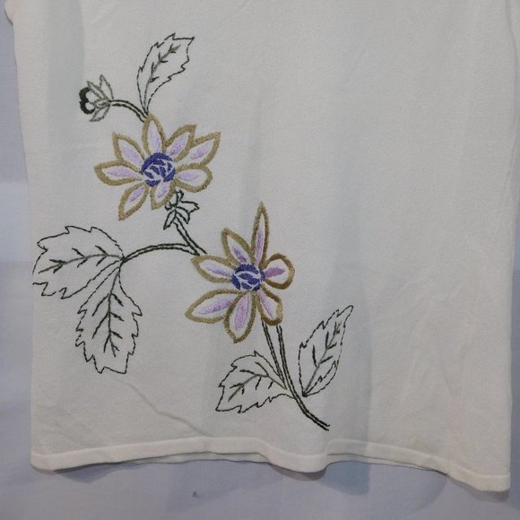 Mac & Jac off White Floral Sleeveless Tank  Top - Picture 3 of 8